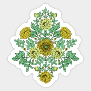 Seafoam Green, Mustard Yellow and Navy Blue Floral Sticker